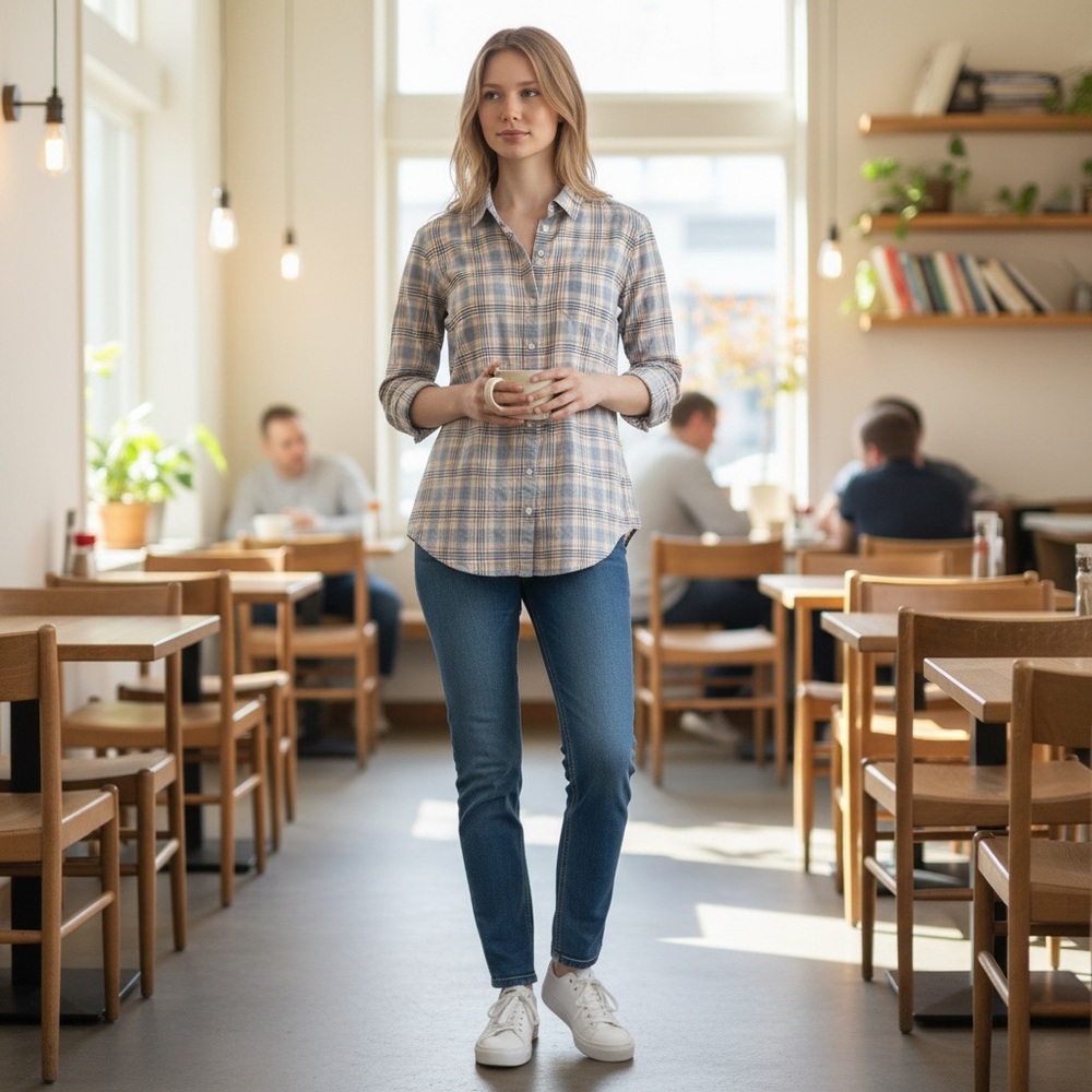 Levi’s Women’s Tailored Fit Plaid Button Down